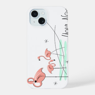 Coque iPhone 15 Étui iPhone "Flamingo Ocean Trio 'Nom'"