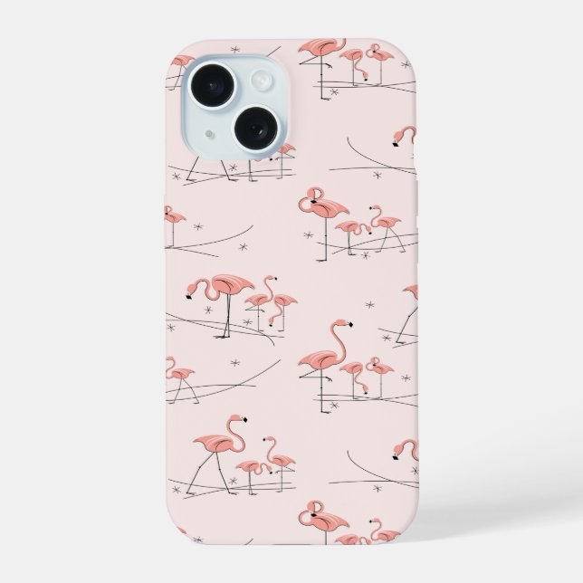 Coque iPhone 15 Étui iPhone Flamingos Multi Rose (Verso)