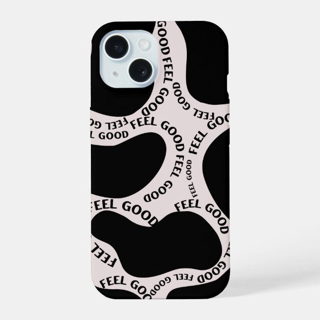 Coque iPhone 15 Étui iPhone 'Good Feel' Typographie Abstraite (Verso)