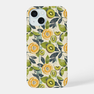 Coque iPhone 15 Étui iPhone motif citron kiwi esthétique d'été