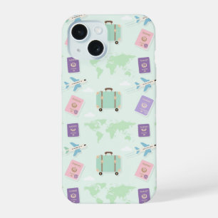 Coque iPhone 15 Étui iPhone Pastel Travel Accessories Doodle – Cou
