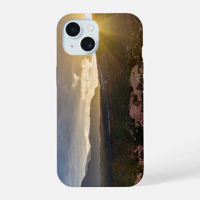 Coque iPhone 15 Étui iPhone Pikes Peak Sunset Haze (Verso)