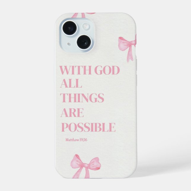 Coque iPhone 15 Étui iPhone Pink Faith Over Fear (Verso)