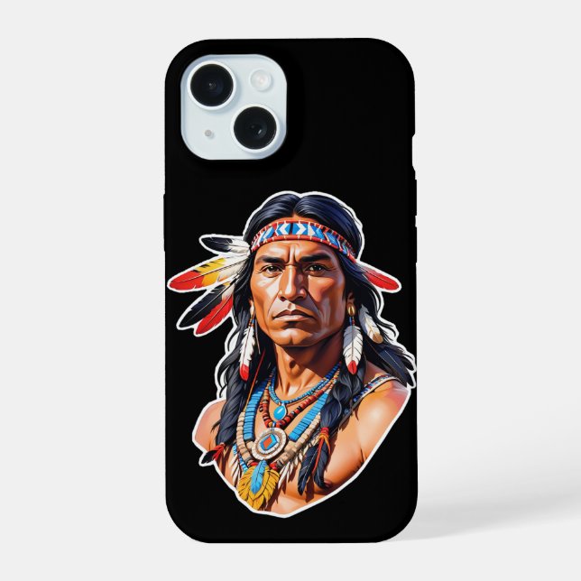 Coque iPhone 15 Étui iPhone pour homme indien d'Amérique du Nord (Verso)