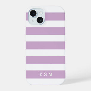 Coque iPhone 15 Étui iPhone rayures classiques violet lilas et bla