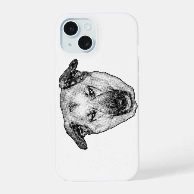 Coque iPhone 15 Étui iPhone tête de chien joyeuse (Verso)