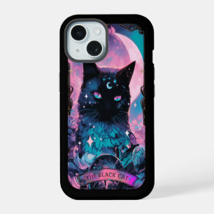 Coque iPhone 15 Étui iPhone The Black Cat Tarot Card Vibes Sorcièr