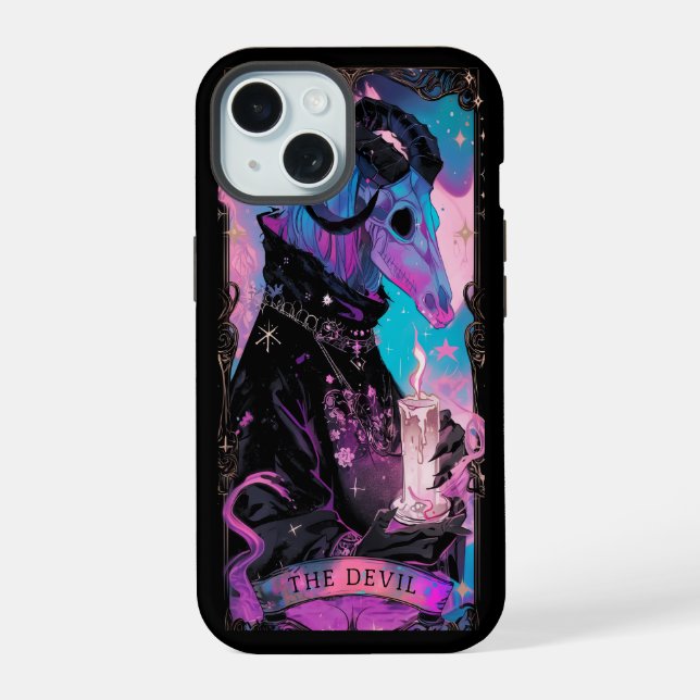 Coque iPhone 15 Étui iPhone The Devil Tarot Card Witchy Vibes (Verso)