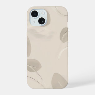 Coque iPhone 15 Étui Minimaliste Feuilles Beige