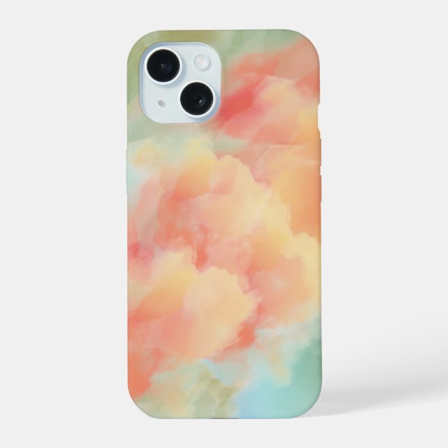 Coque iPhone 15 Étui pour iphone 15 abstrait à l'aquarelle pastel  (Verso)