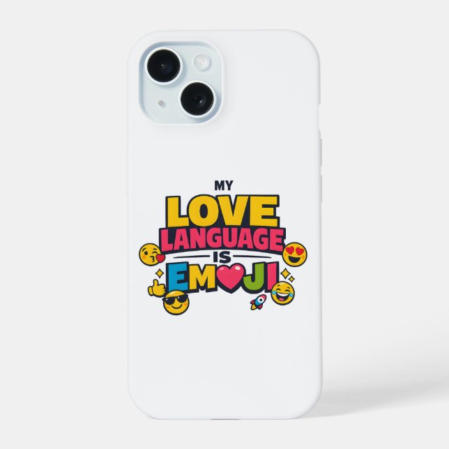 Coque iPhone 15 Étui pour iPhone 15 Amoureux des Émojis Drôles (Verso)
