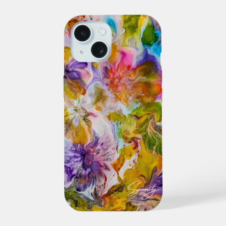 Coque iPhone 15 Étui pour iPhone 15 avec art abstrait vibrant pein