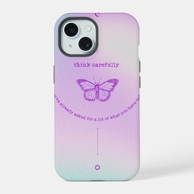 Coque iPhone 15 Étui pour iPhone 15 - Conception papillon réfléchi (Verso)