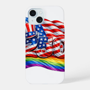 Coque iPhone 15 Étui pour iPhone 15 Drapeau de Fierté America 250