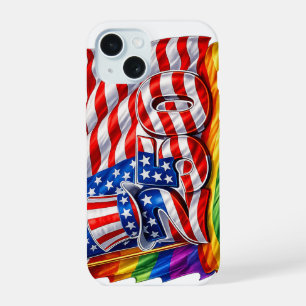 Coque iPhone 15 Étui pour iPhone 15 Drapeau de Fierté America 250