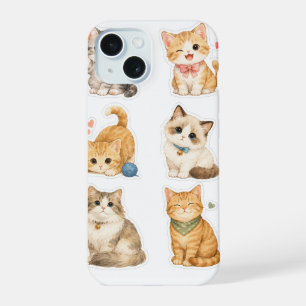 Coque iPhone 15 Étui pour iPhone 15 motif autocollants de chat