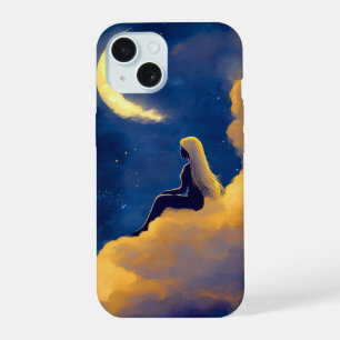 Coque iPhone 15 Étui pour iPhone 15 Nuages au Clair de Lune