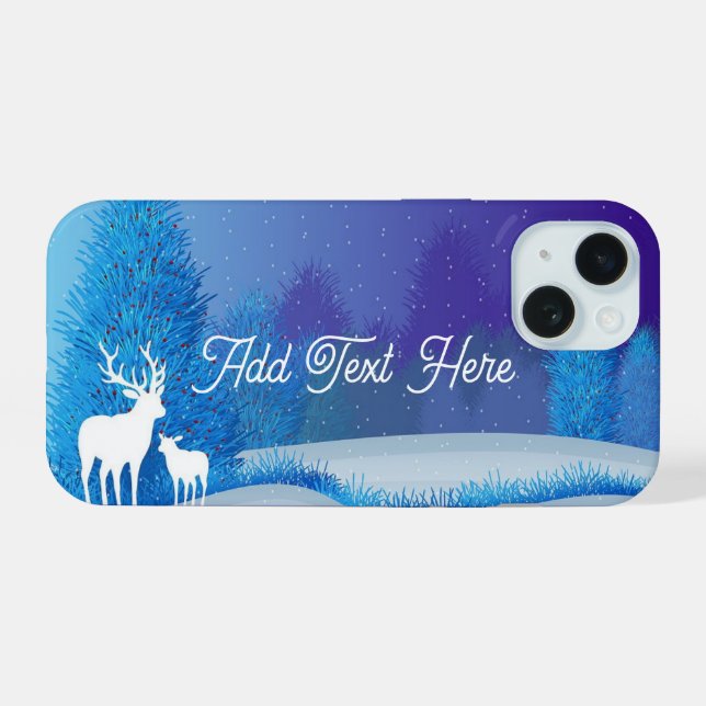 Coque iPhone 15 Étui pour iPhone 15 silhouette de cerf (Verso Horizontal)