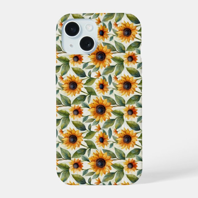 Coque iPhone 15 Étui pour iPhone 15 thème tournesol (Verso)