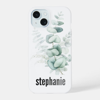 Coque iPhone 15 Étui pour iPhone à motif d'eucalyptus