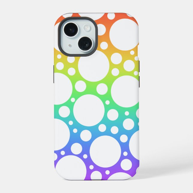 Coque iPhone 15 Étui pour iPhone à pois arc-en-ciel (Verso)
