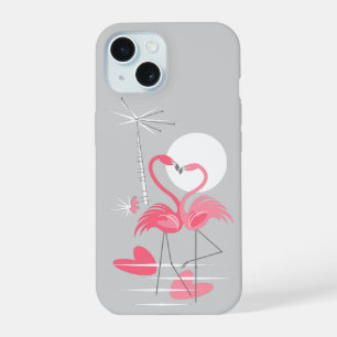 Coque iPhone 15 Étui pour iPhone Flamingo Love