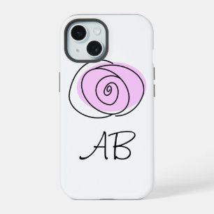 Coque iPhone 15 Étui pour iPhone 'Monogram' Rose Lilas