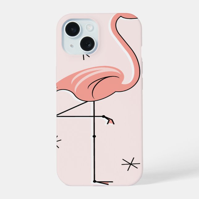 Coque iPhone 15 Étui pour iPhone rose flamant (Verso)