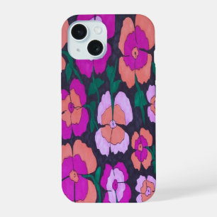 Coque iPhone 15 Étui pour iPhone rose orange et noir