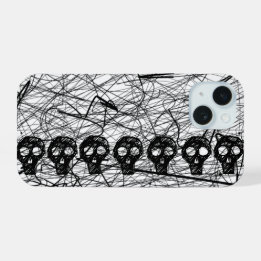 Coque iPhone 15 Étui pour iPhone Skull Black Scratch