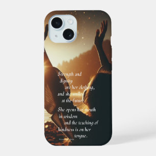 Coque iPhone 15 Étui pour téléphone Elle sourit au futur