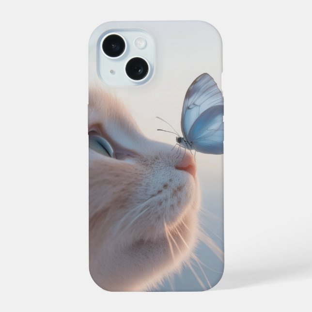 Coque iPhone 15 Étui téléphonique clair - Chat mignon avec design  (Verso)
