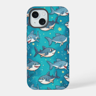 Coque iPhone 15 étui téléphonique pour requins enfants