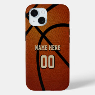 Coque iPhone 15 Étuis iPhone de basketball personnalisés, plusieur