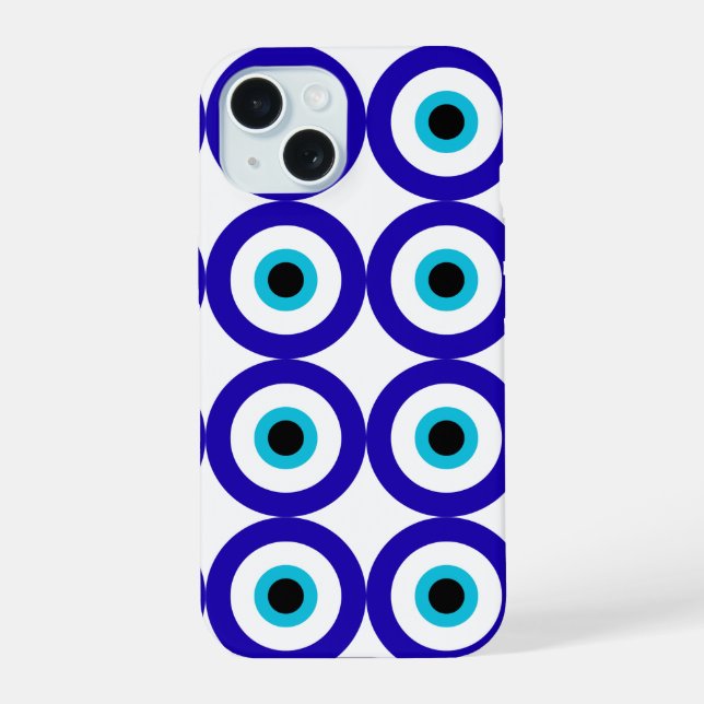 Coque iPhone 15 Evil Eye Protection All-Over Pattern  (Verso)