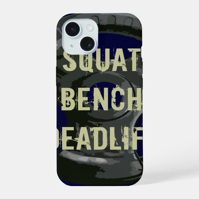 Coque iPhone 15 Exercice de gym de levage du banc de squat (Verso)