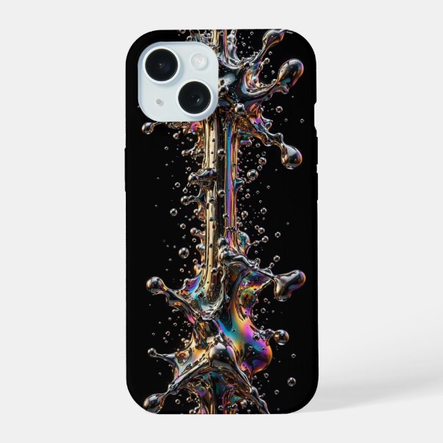 Coque iPhone 15 Explosion de chrome liquide ultra étroite  (Verso)