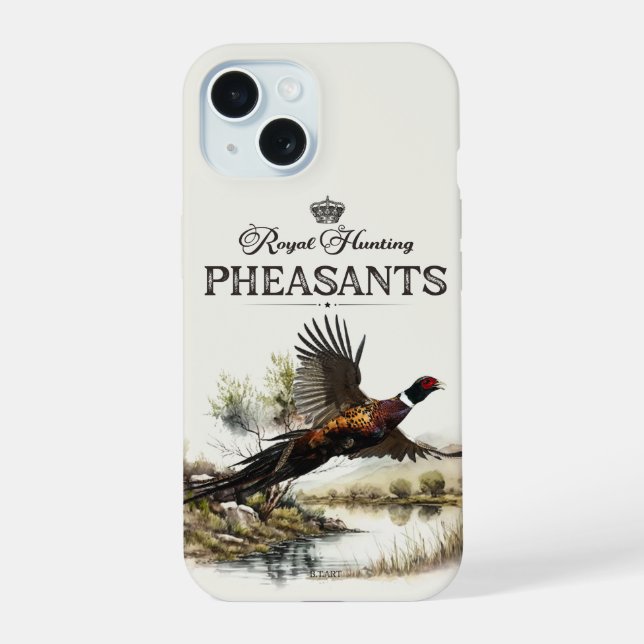 Coque iPhone 15 Faisans, Art de la chasse royale  (Verso)