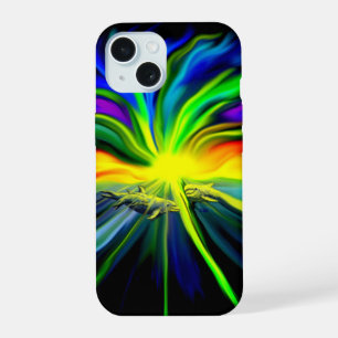Coque iPhone 15 Famille de dauphins au soleil