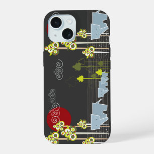 Coque iPhone 15 Famille d'éléphants mignons et fantaisistes dans l