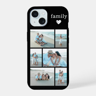 Coque iPhone 15 Famille Moderne 6 Photo Noir