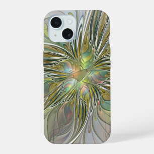 Coque iPhone 15 Fantaisie florale Art fractal moderne Fleur avec o