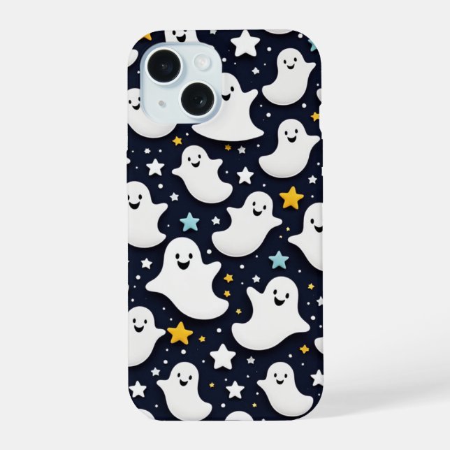 Coque iPhone 15 Fantômes et étoiles (Verso)