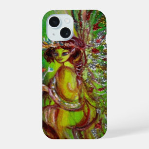 COQUE iPhone 15 FÉE VERTE AVEC ÉTINCELLES D'OR AU CLAIR DE LUNE
