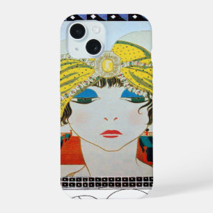 Coque iPhone 15 FEMME AVEC TURBAN JAUNE ORIENTAL / Beauté Mode