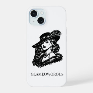 Coque iPhone 15 Femme Glamour avec Illustration de Mode Féline
