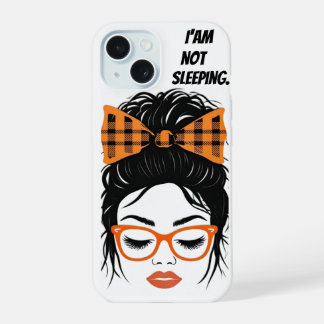 Coque iPhone 15 Femme Whimsical avec lunettes orange