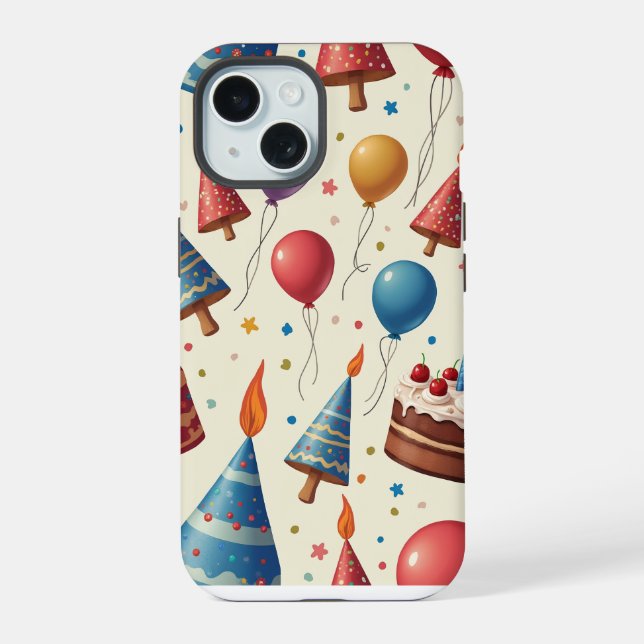 Coque iPhone 15 fête d'anniversaire (Verso)