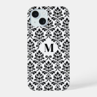 Feuille Damask Motif noir (personnalisé)