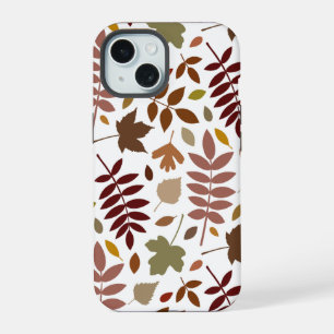 Coque iPhone 15 Feuilles mortes grand motif couleurs d'automne sur